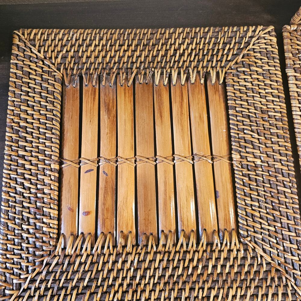 Rattan Bamboo Square Placemats - Set of 4